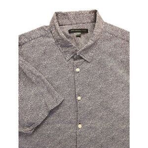 John Varvatos button up Men's size Large short sleeve black white abstract